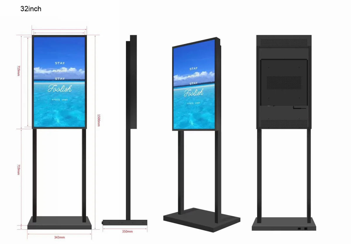 32" Single-Sided Window Display – 2500 nits | Android RK3568 2GB+32GB | Non-Touch | Cloud / App / USB | Wall / Floor / Suspended Installation