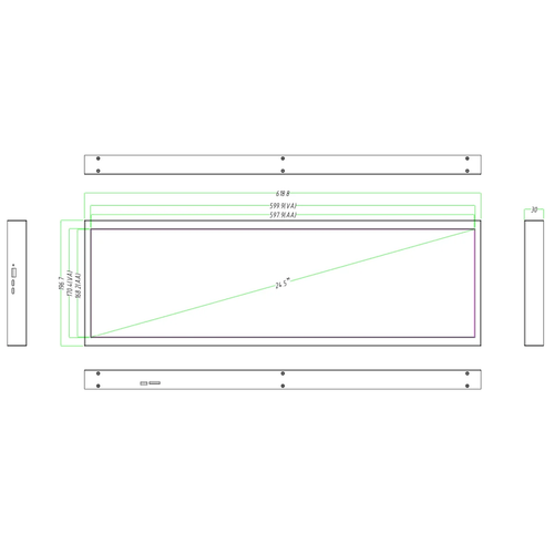 24.5" Stretched Bar LCD Shelf Display – 597.9×168.2mm Viewable | Android Digital Signage | Cloud / App / USB Playback