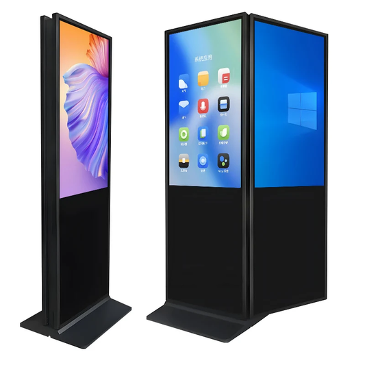 43" Double-Sided Freestanding LCD Digital Signage – Rolling Stand | Android RK3568 2GB+32GB | Non-Touch | Preinstalled CMS