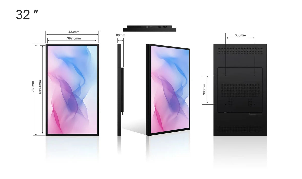 32" Single-Sided Window Display – 2500 nits | Android RK3568 2GB+32GB | Non-Touch | Cloud / App / USB | Wall / Floor / Suspended Installation