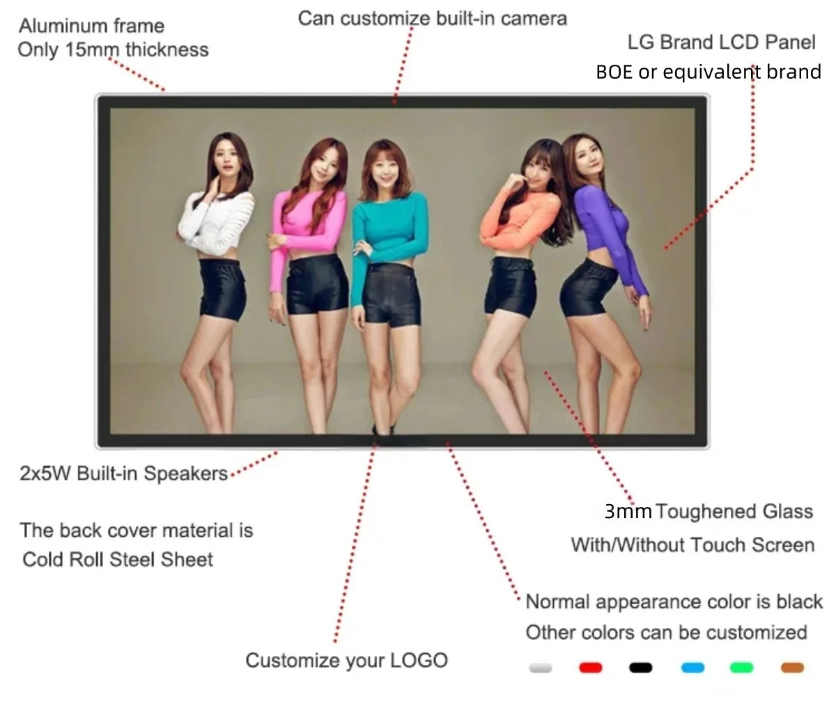 32" Wall-Mounted LCD Digital Signage – Android RK3568 2GB+16GB | Non-Touch / Infrared / Capacitive Touch | CMS | VESA Mount